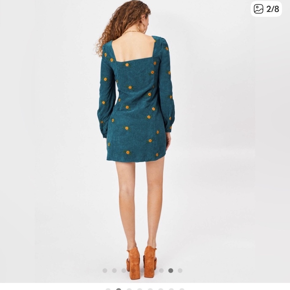 Cider Corduroy Floral Embroidered Mini Dress NWT S - Picture 2 of 9